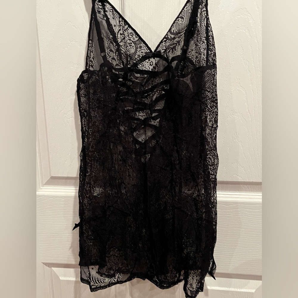 Victoria’s Secret black lace lingerie.  Size M